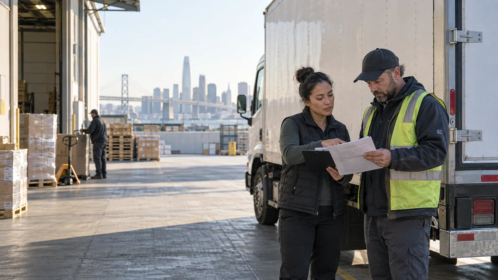 Freight paperwork and cargo handling used to illustrate provider evaluation for a trucking operation.
