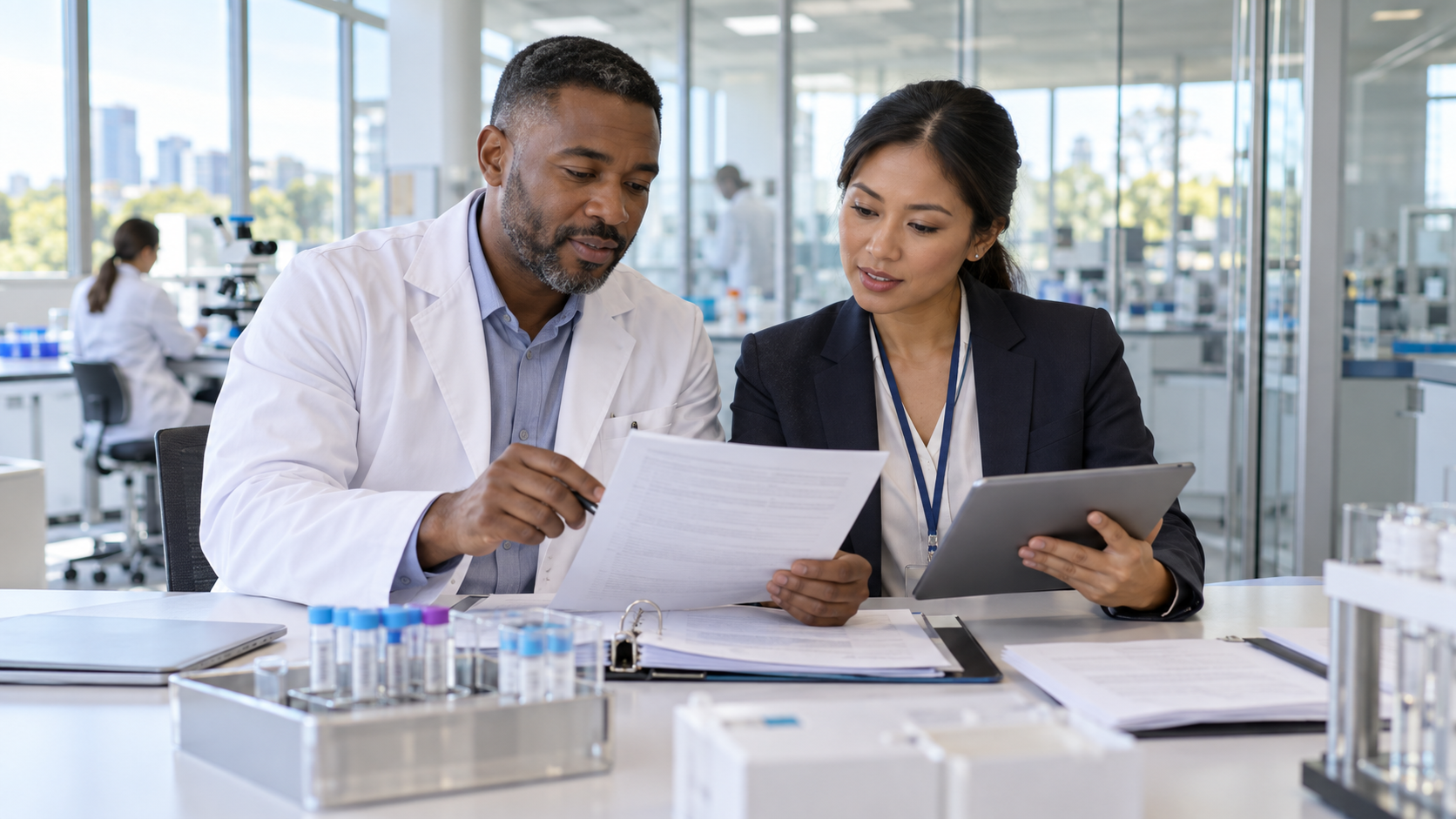 A stylized clinical research agreement with entity names, coverage requirements, and endorsement notes.